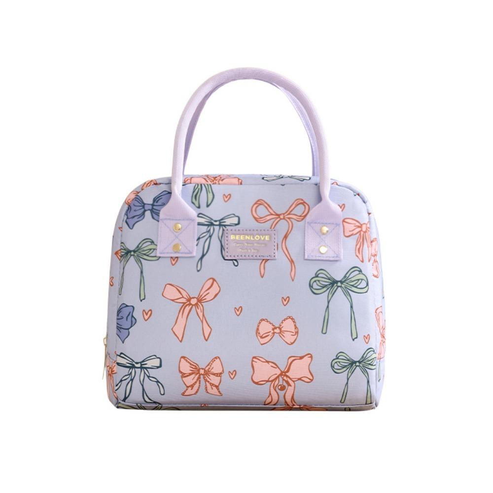 Durable Fashion Prints Lunch Box Bag with Zipper Lightweight Insulated Tote Bag Portable Large Capacity Outdoor Picnic Bag