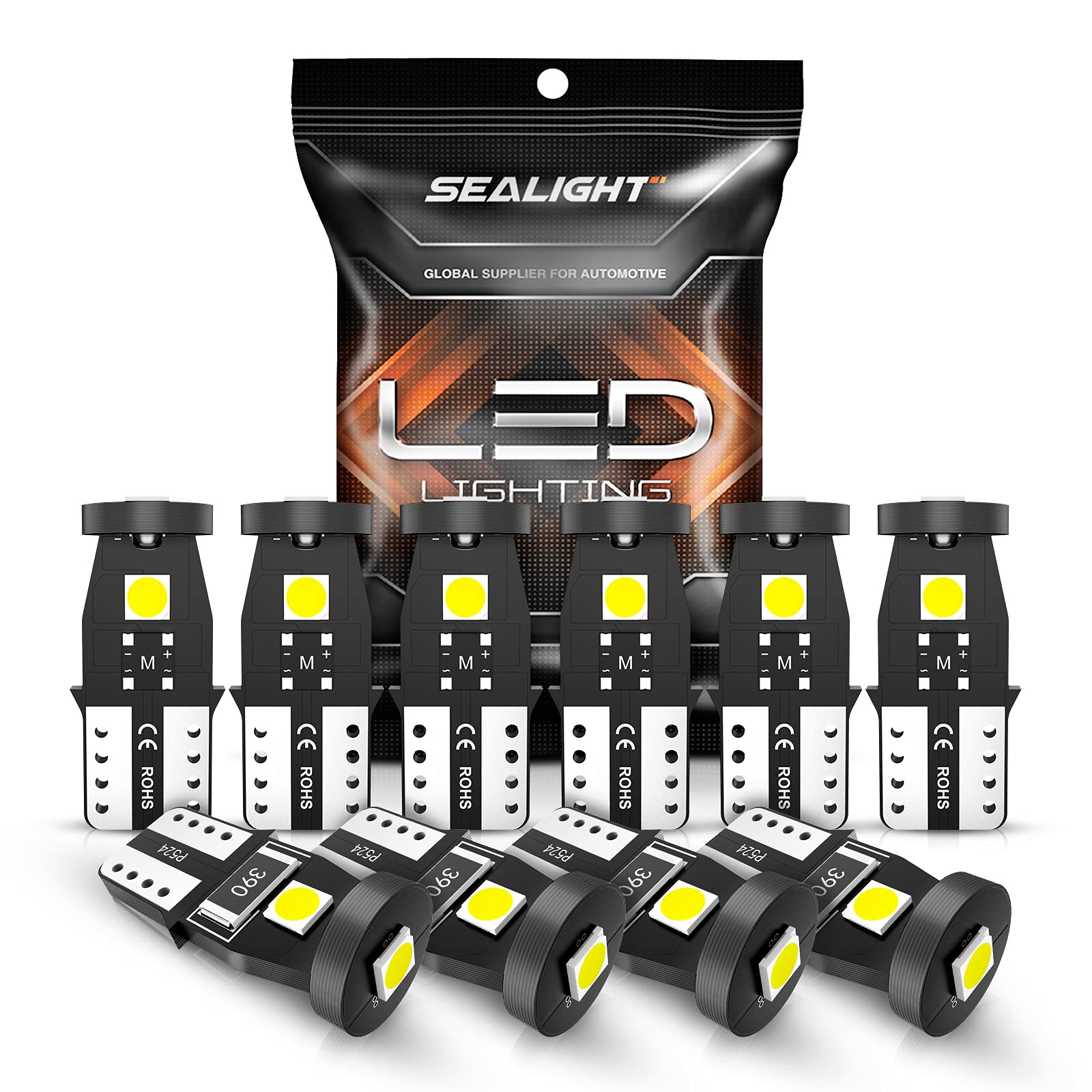 

SEALIGHT t10 LED license plate light, position lamp, room lamp, white, high brightness, 6 2835 LED chips, built-in canceller