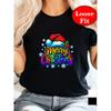 Merry Christmas, Holiday-themed Print, Crew Neck Short-sleeved T-shirt, Spring and Summer Casual Top