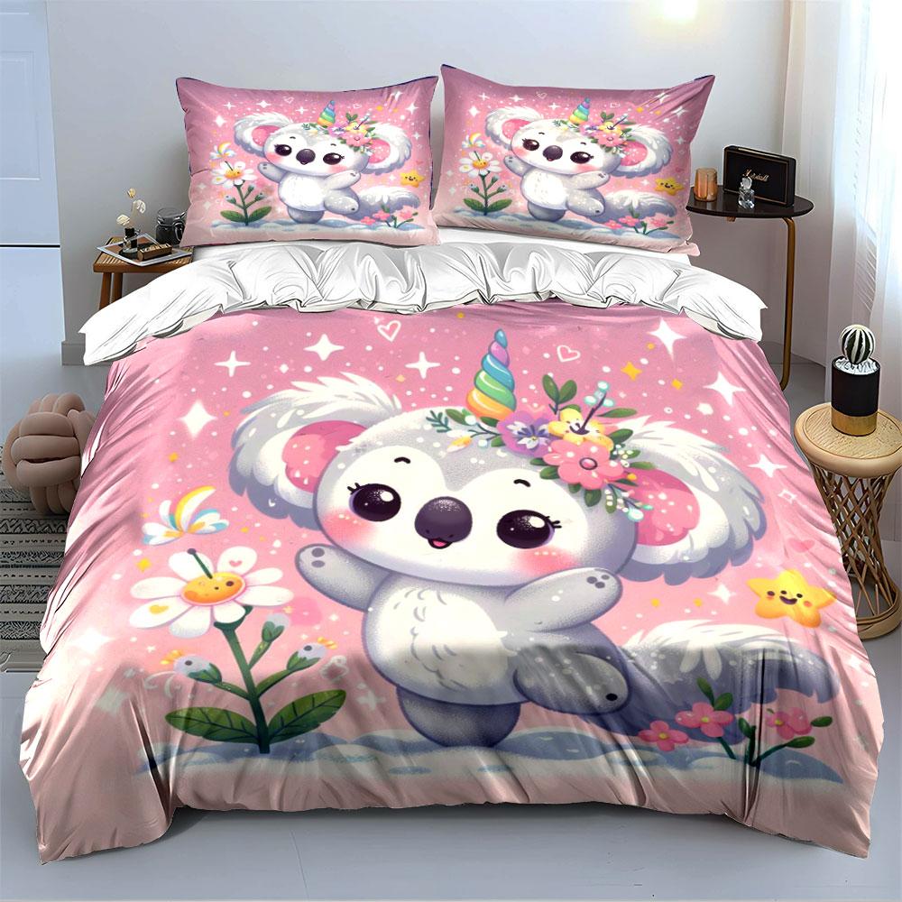 Süßes Koala Einhorn Bettwäsche Set Bettwäsche Bettbezug Set Bettbezug Kissenbezüge (1 * Bettbezug 2 * Kissenbezüge, ohne Bettdecke)