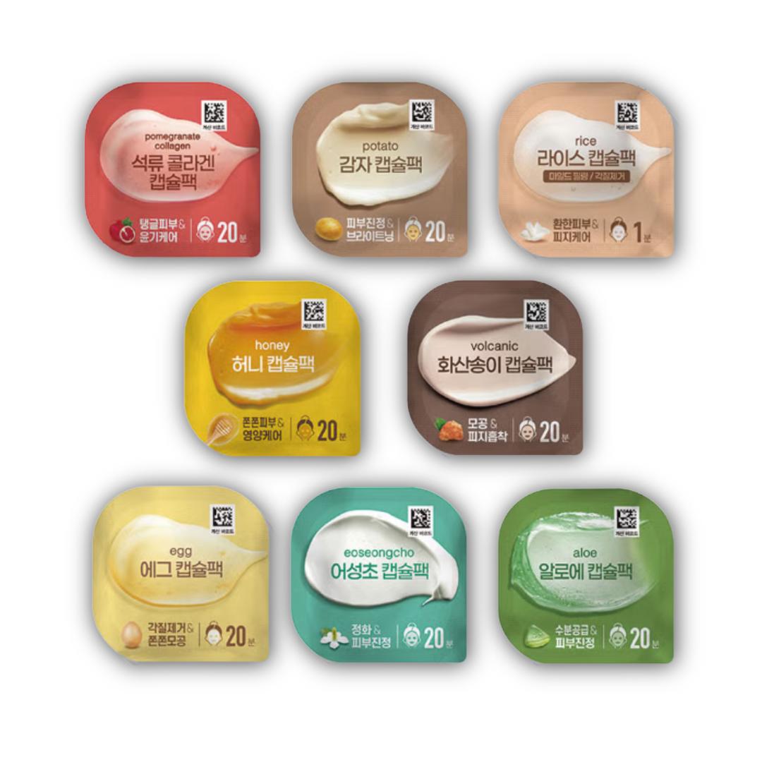 

Daiso Капсульный пакет 7 г (Гранат · Картофель · Рис · Мёд · Вулканический · Яйцо · Алоэ · Эосончо) (27 вариантов) # all 8ea (8Types × 1ea)