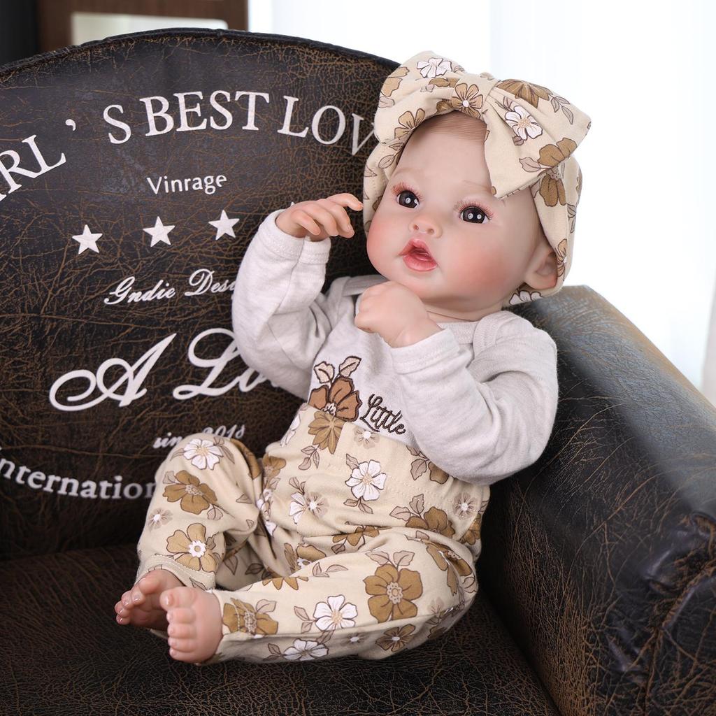 18 Inch Realistic Reborn Baby Doll Full Silicone Vinyl with Visible Veins Newborn Girl Doll Toddler Toy Gift