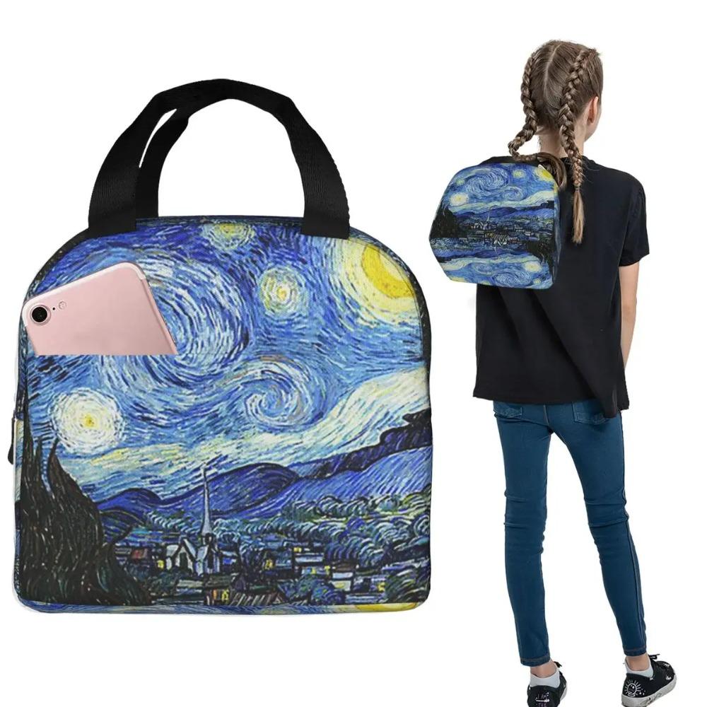 Vincent Van Gogh Starry Night Insulated Lunch Bag for Women Children Portable Food Boxes Thermal Lunch Box Tote
