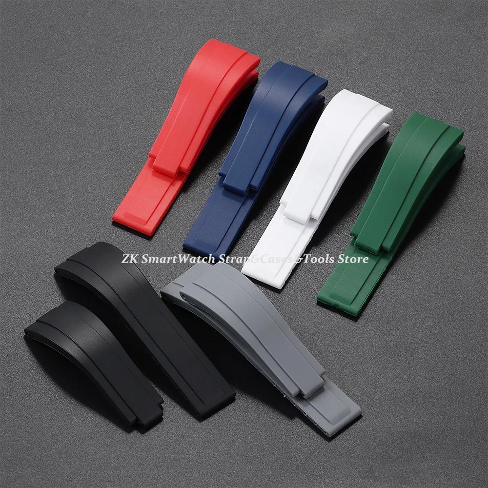 Rubber Watch Strap 20mm for Rolex Water Ghost Series Wrist Band Waterproof Silicone Watch Band Fold Buckle Men Sport Bracelet