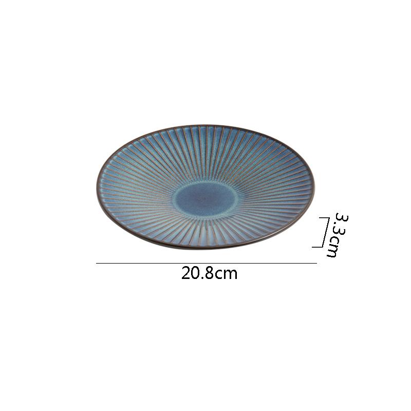 Kiln Changes Striped Ceramic Plate Creative Salad Plate Dessert Plate Italian Noodle Plates Hotel Molecular Cuisine Tableware