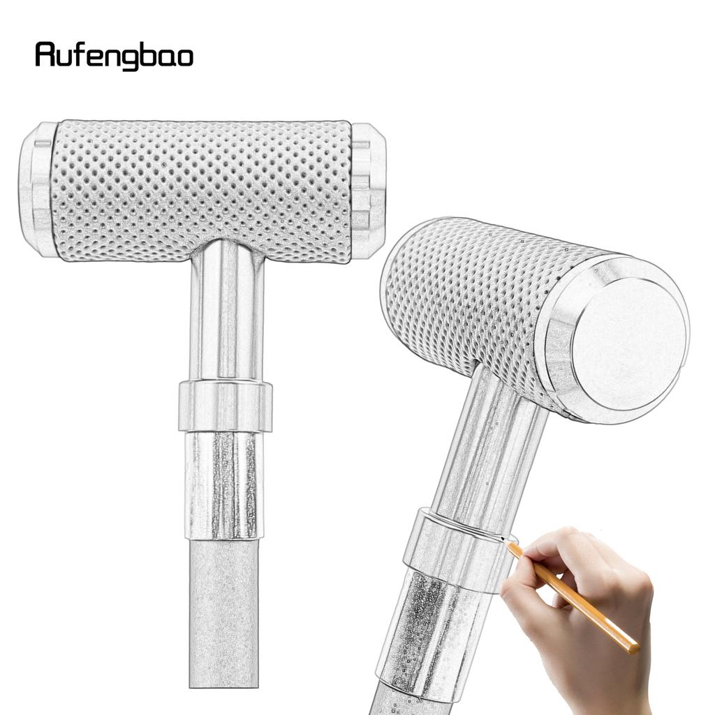 Red Leather Cylinder Silver Walking Cane Fashion Decorative Walking Stick Gentleman Elegant Cosplay Cane Crosier 94cm