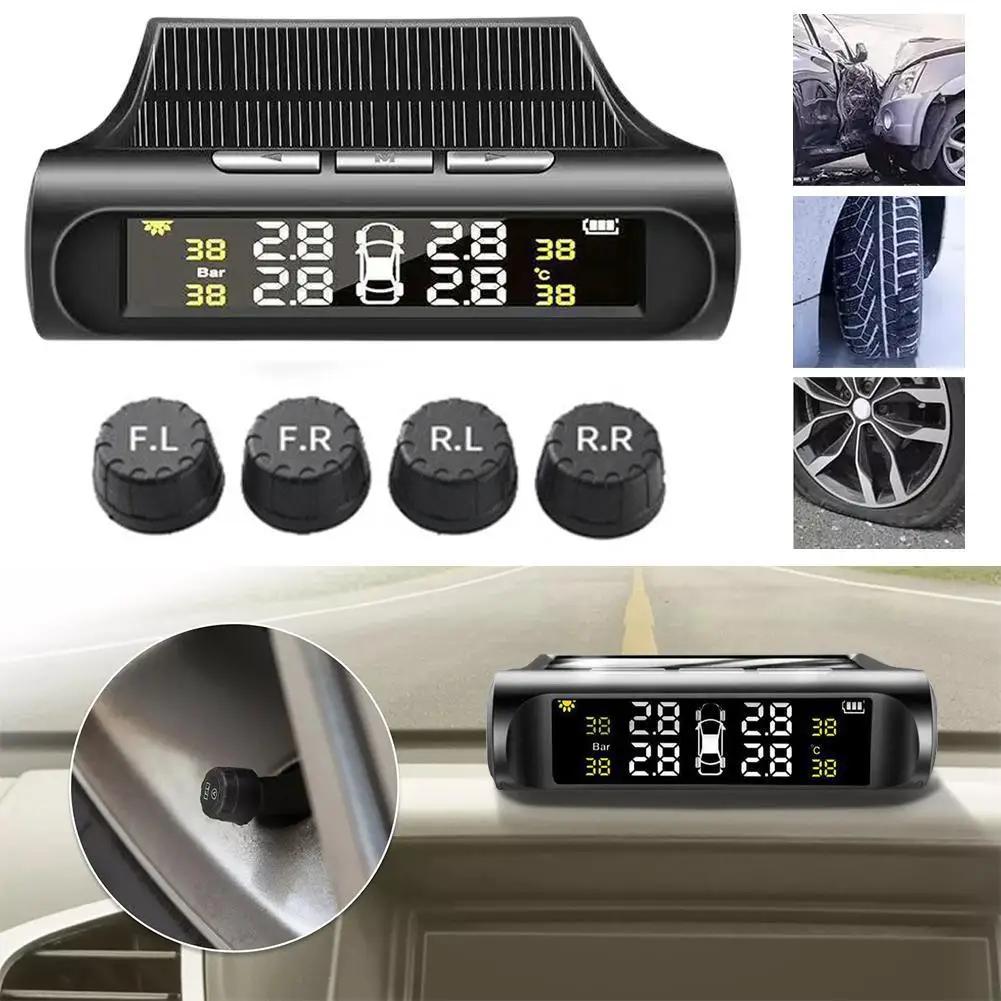 Solarbetriebenes Auto-Reifendruckkontrollsystem (TPMS) Auto-Reifendruck-Alarm Sicherheitswarnung Mit Temperaturanzeige