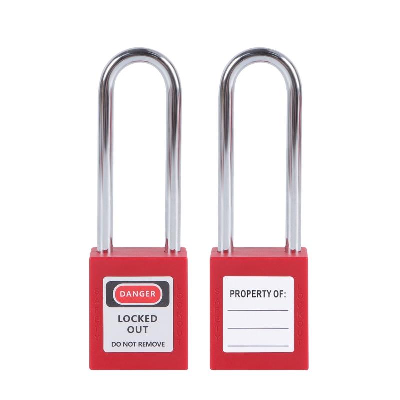 QVAND Quality Certified 76mm Steel Long Shackle Nylon Safety Padlock Key Operated High Safety