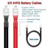 2PCS 2/0 AWG 00 Gauge 12 Inch Battery Cables with 3/8″ Lug Terminals, Flexible Heavy Duty Pure Copper Inverter Power Wires for Automotive Marine RV