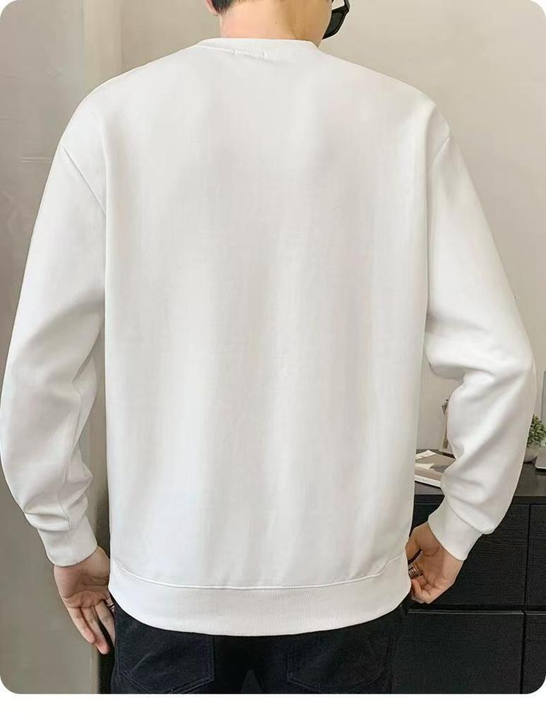 Men's Fleece-Lined Thickened Casual Loose Long Sleeve Warm Base Layer for Autumn and Winter