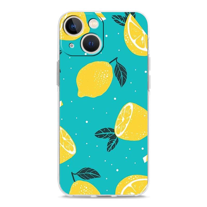 Mediterranean Lemon Luxury Transparent Soft Phone Case For iPhone 14 13 12 11 Pro Max XS X XR SE 7 8 Plus Shockproof Clear Cover