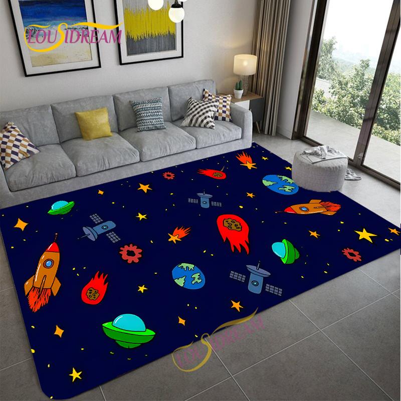 Cartoon Space Universe Planet Carpet for Living Room Bedroom Sofa Area Rug Kitchen Door Un-slip Floor Mat Alfombra Birthday gift
