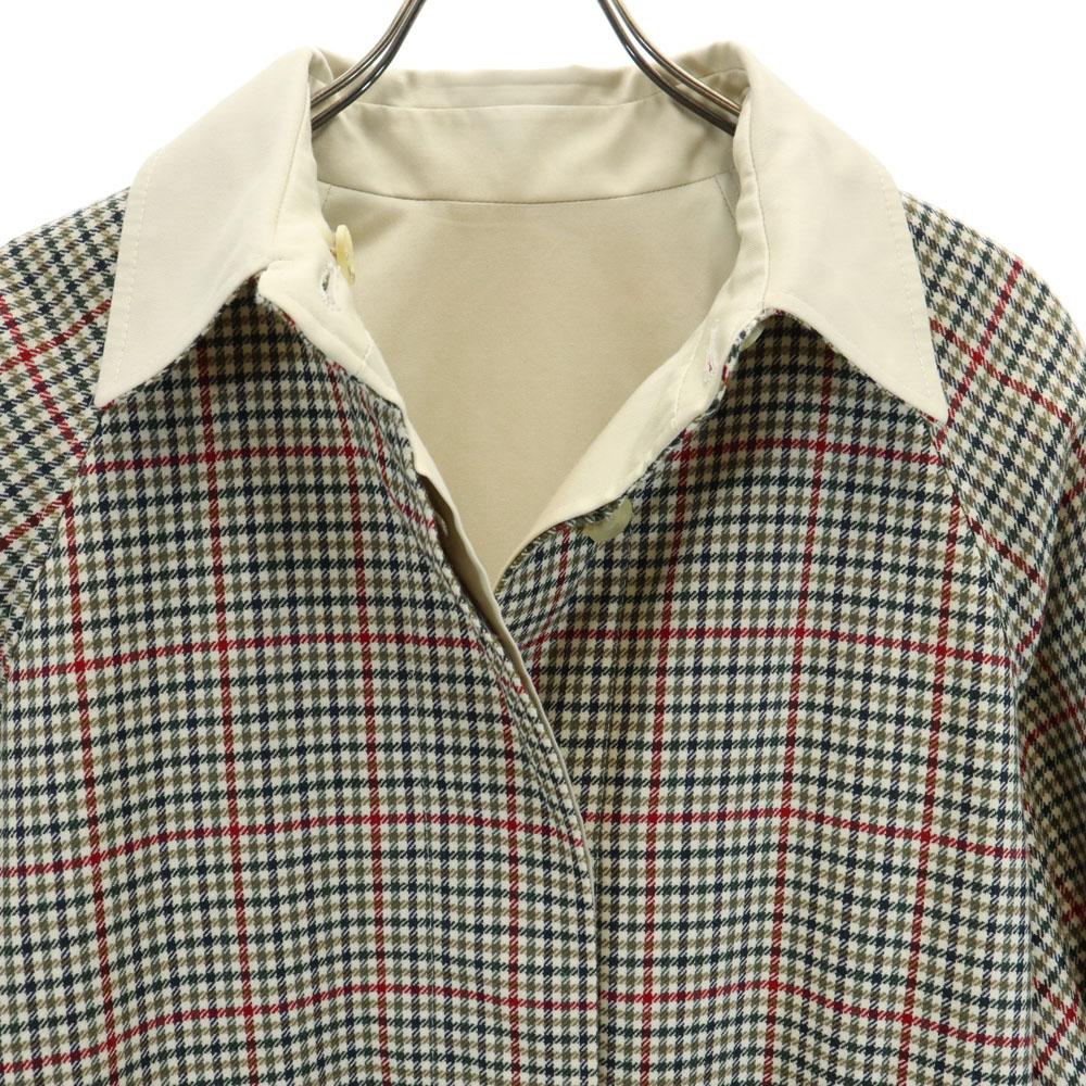 Aquascutum 70s Vintage made in England Check Pattern reversible Stainless collar coat Women Used