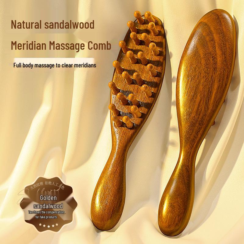 Sandalwood Round Disc Scalp Massage Comb for Hair Nourishing and Follicle Health