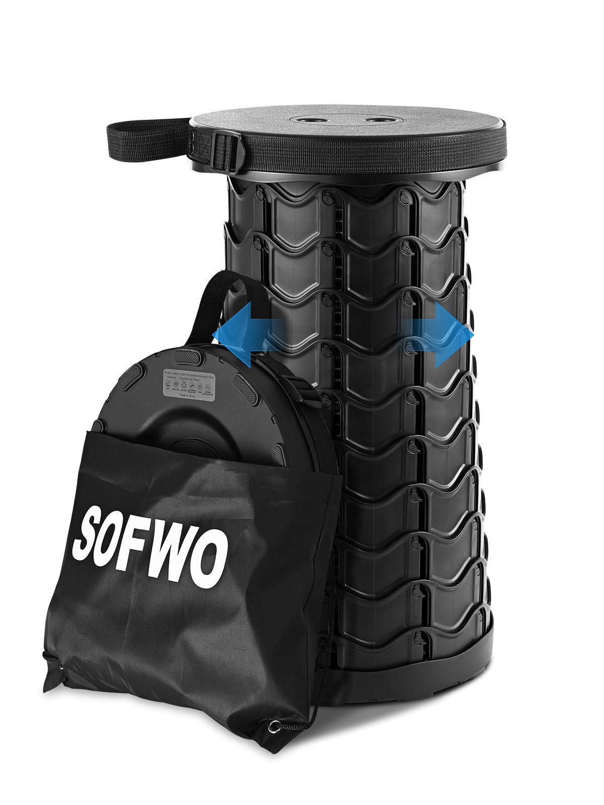 

SOFWO Folding Camping Foldable Outdoor Easy to 180kg Load Opens and Closes in Height Adjustable from Perfect for Waiting in Outdoor Includes Storage чёрный