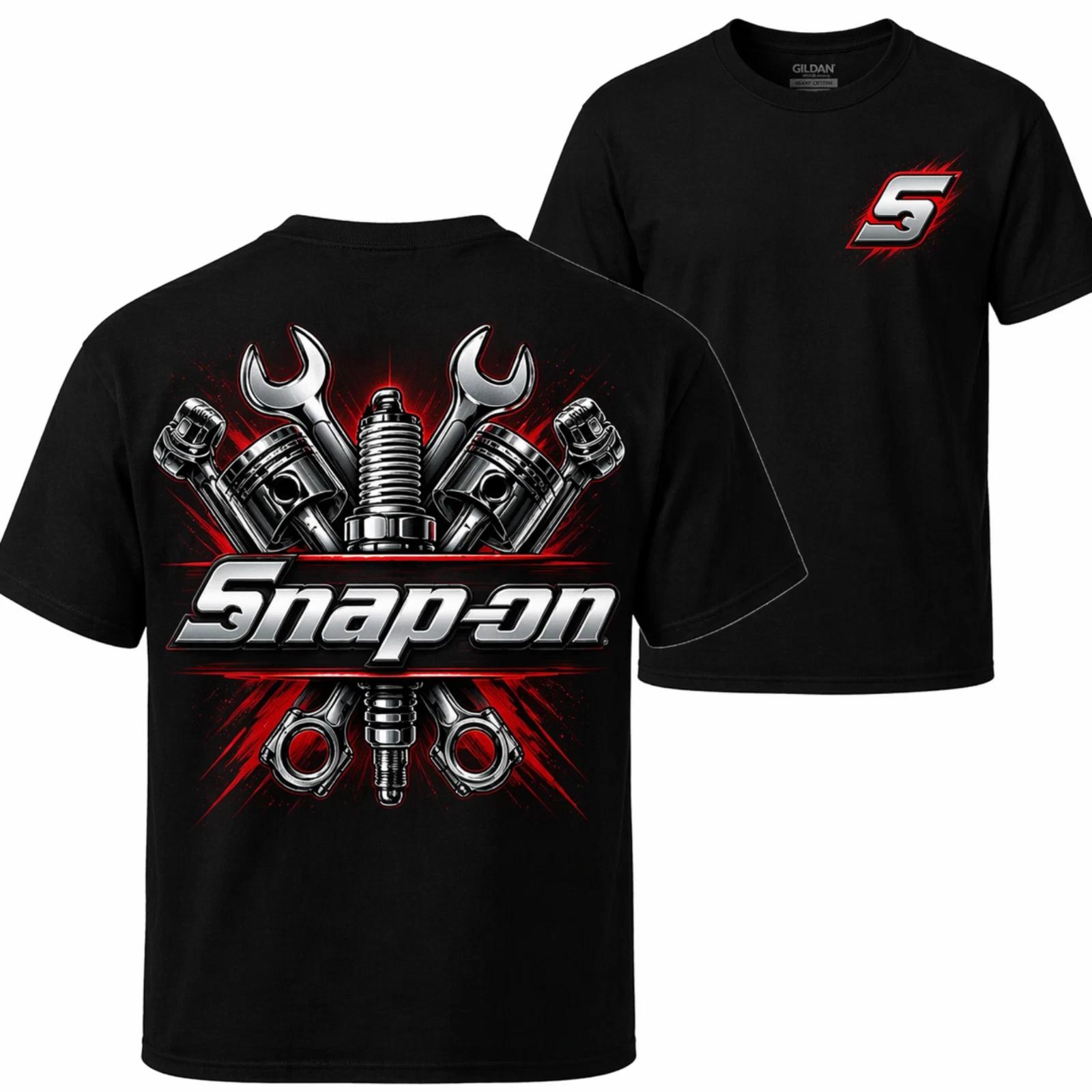 Mechanic Tools Graphic T-Shirt 2 Sided Wrench Piston Engine Tee Black S
