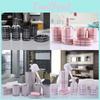 Pattern Bathroom Checkered Shampoo Storage Bottle Soap Box Mouthwash Cup Set