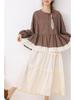 Spring Retro Plaid Patchwork Lace Long Sleeve Shirt - Loose, Versatile & Slimming Pullover Top