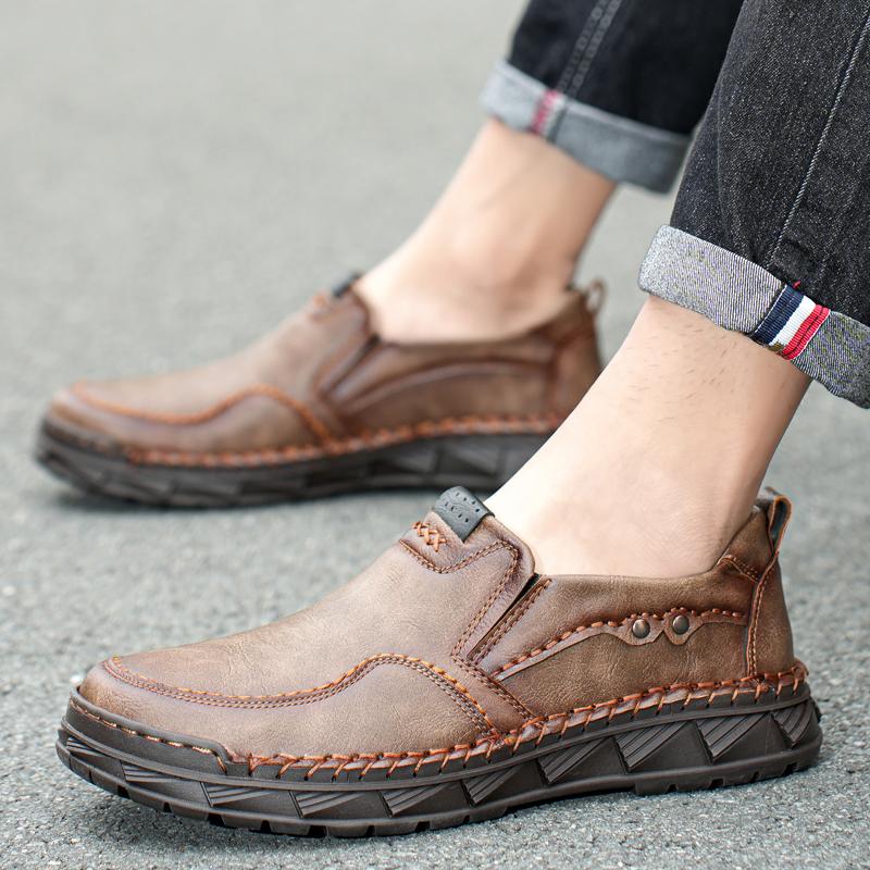 Handgefertigte lässige Lederschuhe für Herren, bequeme Fahrschuhe, weiche Leder-Loafer, Herrenschuhe, Mokassins, Werkzeugschuhe