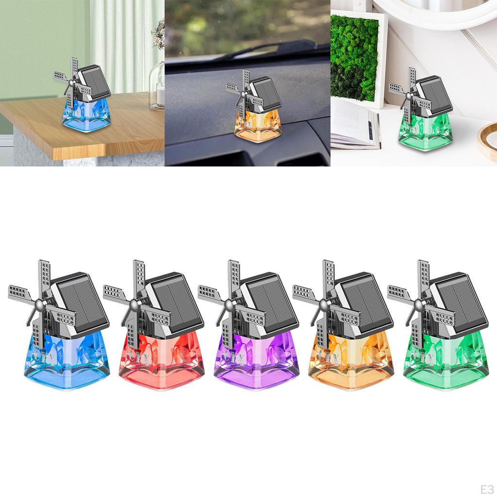 Odorizant pentru mașină Casă cu ornament de moara de vânt Decorare tablou de bord Suprafețe netede Alimentată cu energie solară