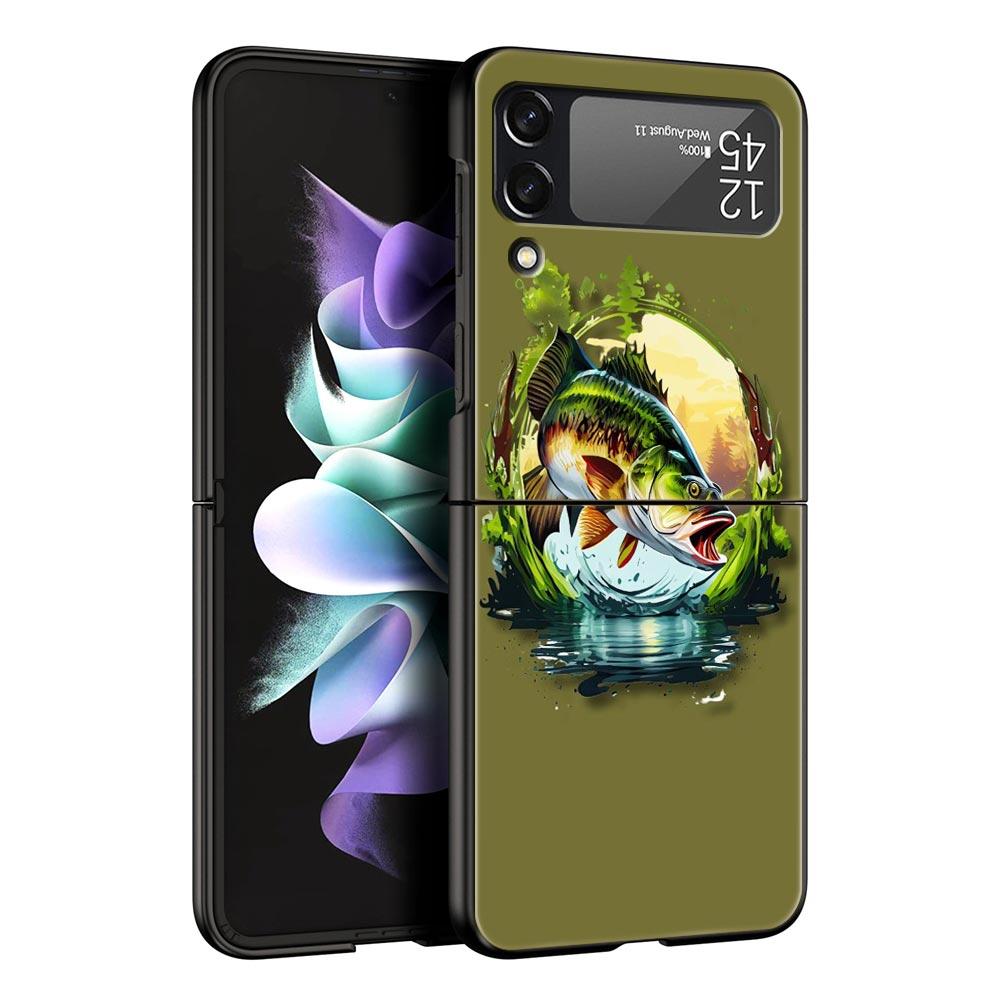 Hunting Fishing Man Hard PC Phone Case For Samsung Galaxy Z Flip 7 6 5 4 Black Cover For Galaxy Z Flip 3 Foldable Fundas Shell