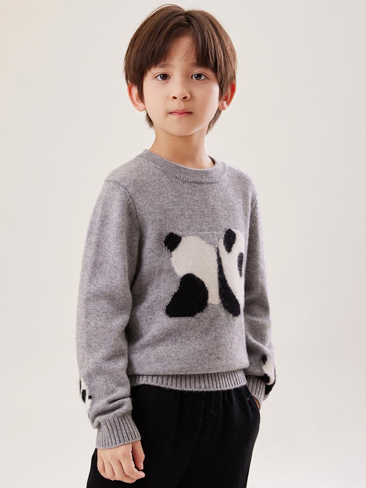 Kinder-Rollkragen-Kaschmirpullover mit Panda-Design für Herbst & Winter