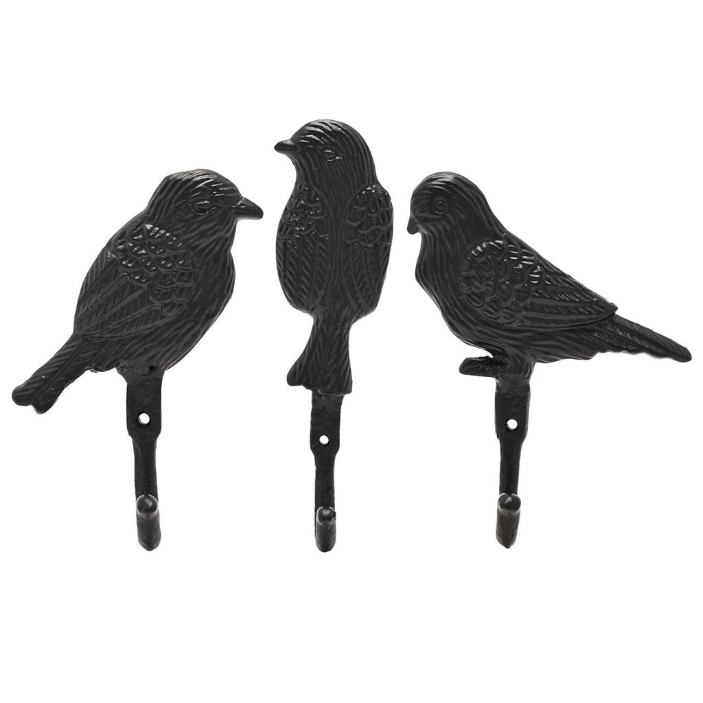 Set of 3 Country Living Cast Iron Wall Hooks - Birds