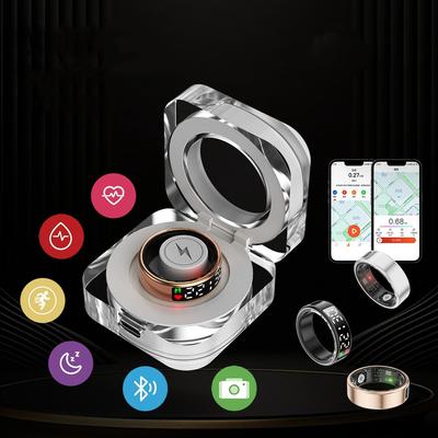 SR10 Ekran Görüntüsü Bluetooth Akıllı Yüzük Sağlık Egzersiz Yüzüğü Uyku İzleme Uzaktan Kumanda Kalp Atış Hızı Kan Oksijen Bandı