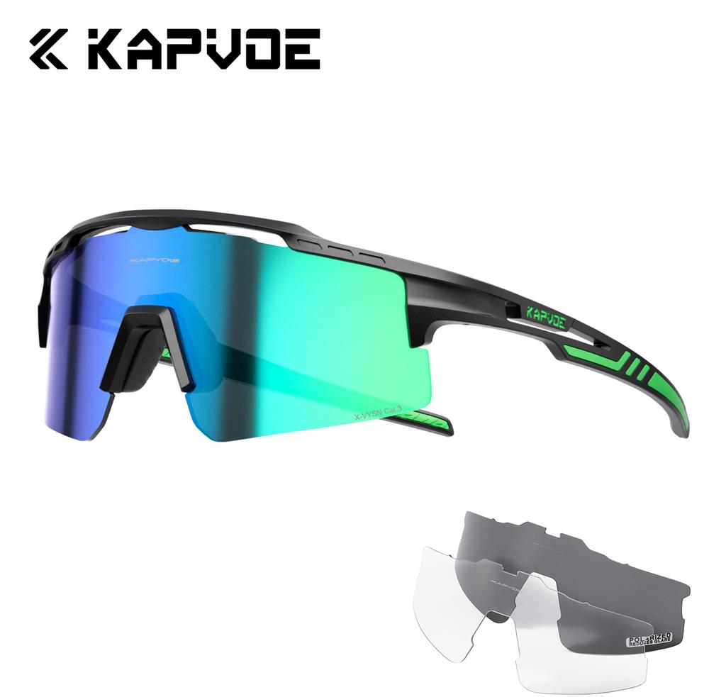 Kapvoe 3lens Sports Sunglasses Fashion Goggles Cycling Glasses MTB Riding Skating Sunglasses UV400 Man Woman Bike Eyewear