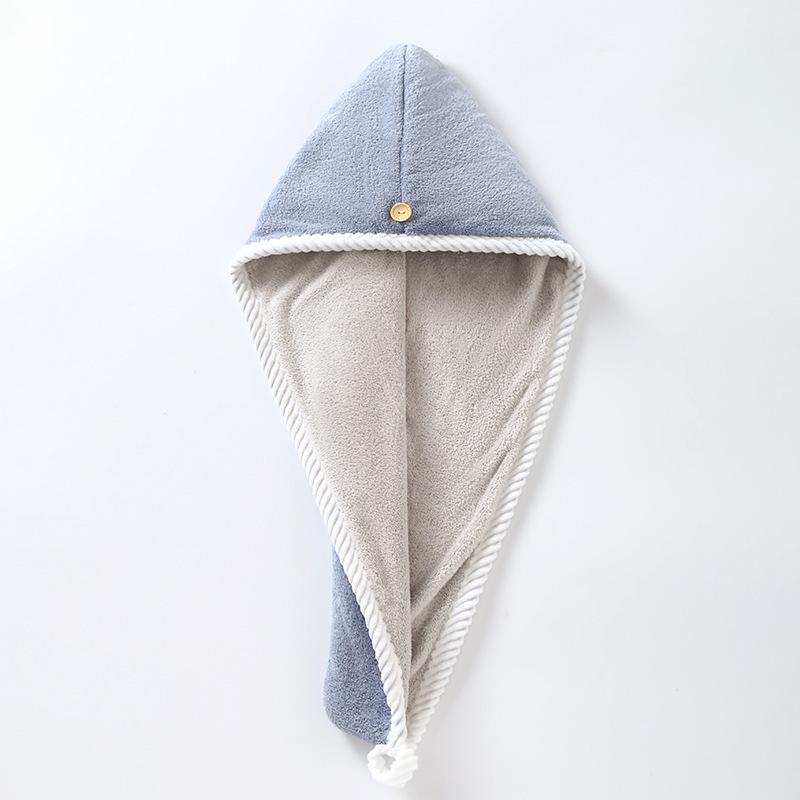 Thickened Coral Fleece Double-Layer Quick-Dry Hair Towel Cap - Super Absorbent & Soft 25*65 синий