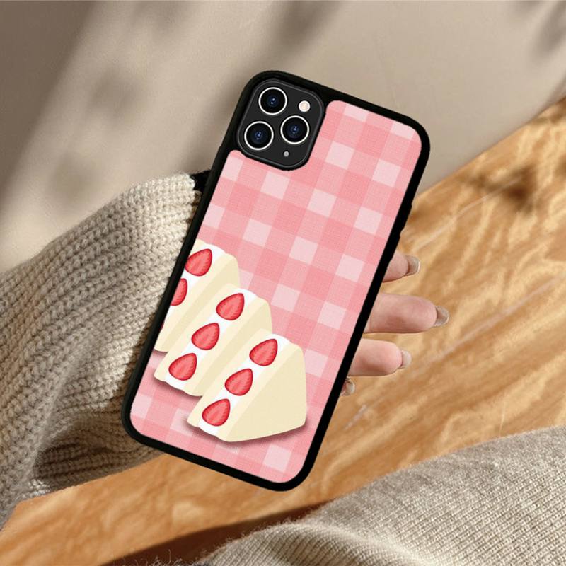 Krásný jahodový dort Pouzdro na telefon Silikonové PC+TPU Pouzdro pro iPhone 11 12 13 Pro Max 8 7 6 Plus X SE XR Tvrdé Fundas