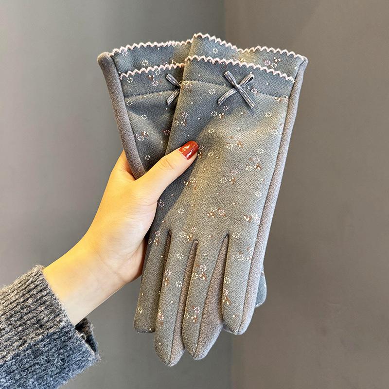 Season Warm and Cold Gloves Women's Retro Floral Fashion Gloves Driving Gloves