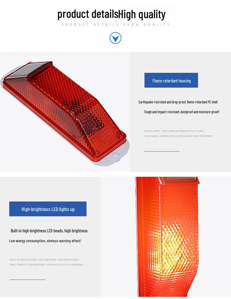 LED Solar Road Warning Strobe Light for Nighttime Construction and Barriers