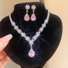 Luxury-Style Court Style Jewelry Set - Silver Needle Waterdrop Tassel Earrings, Pendant Necklace Set For Women - Wedding Jewelry Set
