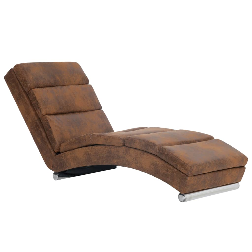 Chaise Longue In Brown Suede Look