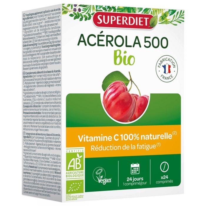 Superdiet Acerola 500 Bio - 24 Comprimés À Croquer