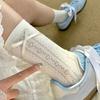 Spring and Summer Thin Cream Mesh Stacked Socks, Side Bow Streamers, Love Carved Air Tube Socks, Lolita