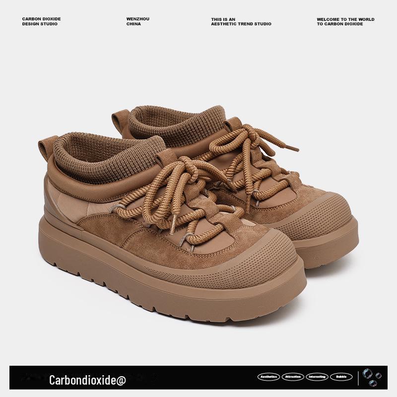 

Мужские зимние ботинки Plush Snow Boots 2024 года — утепленные, морозостойкие, на толстой подошве, со шнуровкой, короткие ботинки для активного отдыха 39 коричневый