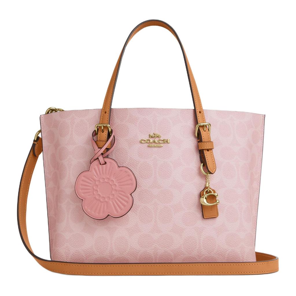 Coach Valentýnská limitovaná Mollie 25 Klasický monogram Odnímatelný přívěsek s květinou Taška Tote Bag Dámská taška Tote Bag Třešňově růžová CER24-IMPO