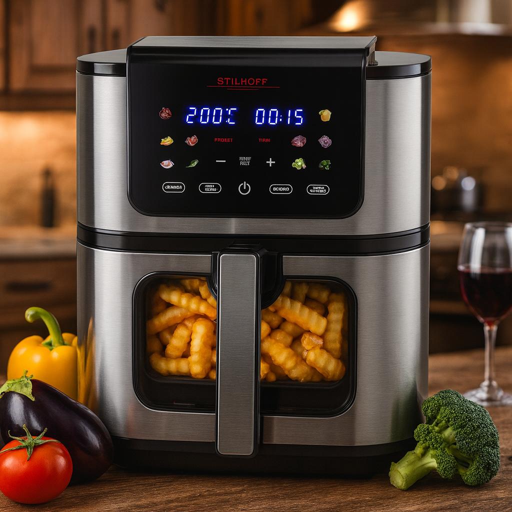 Frytkownica Beztłuszczowa Duża Air Fryer 8,5L Airfryer + Wkład Silikonowy
