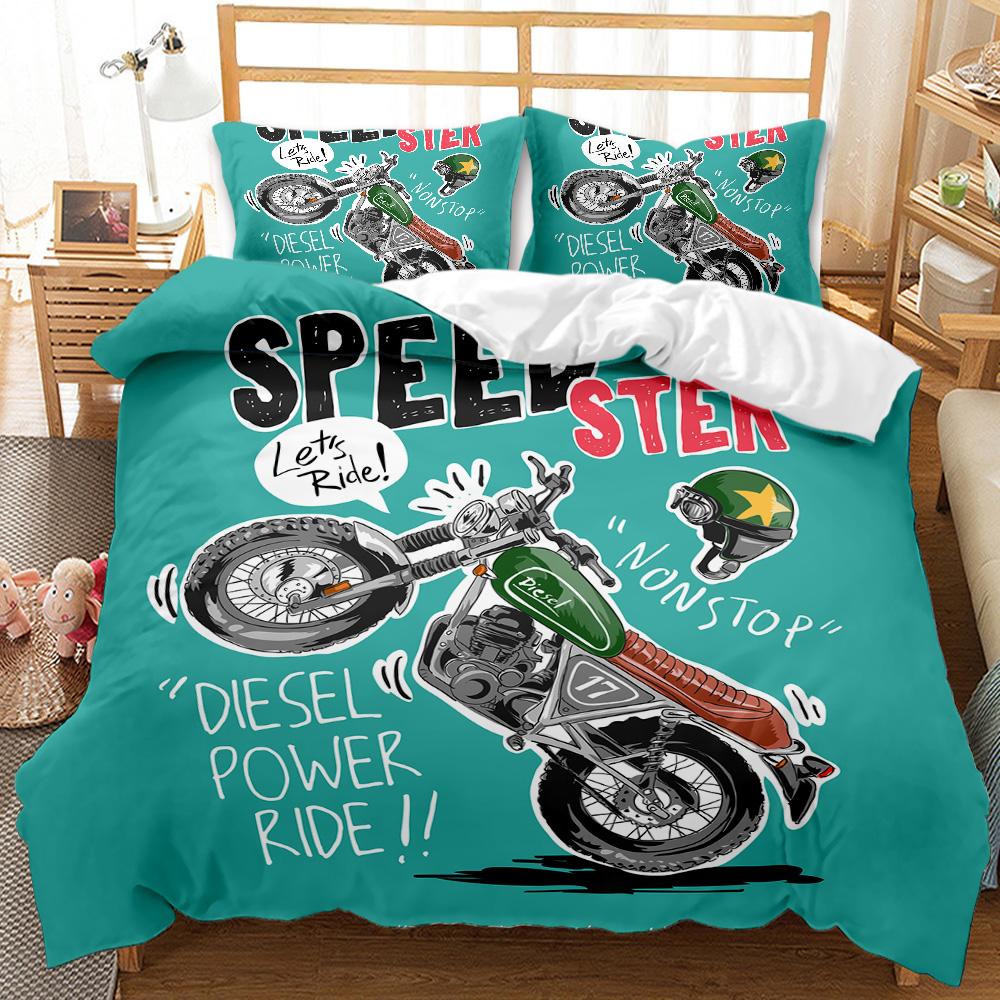 Motocross Rider Bedding Set Extreme Sports Duvet Cover For Kids Children Teens Motorcycle Comforter Cover Dirt Bike Duvet Cover