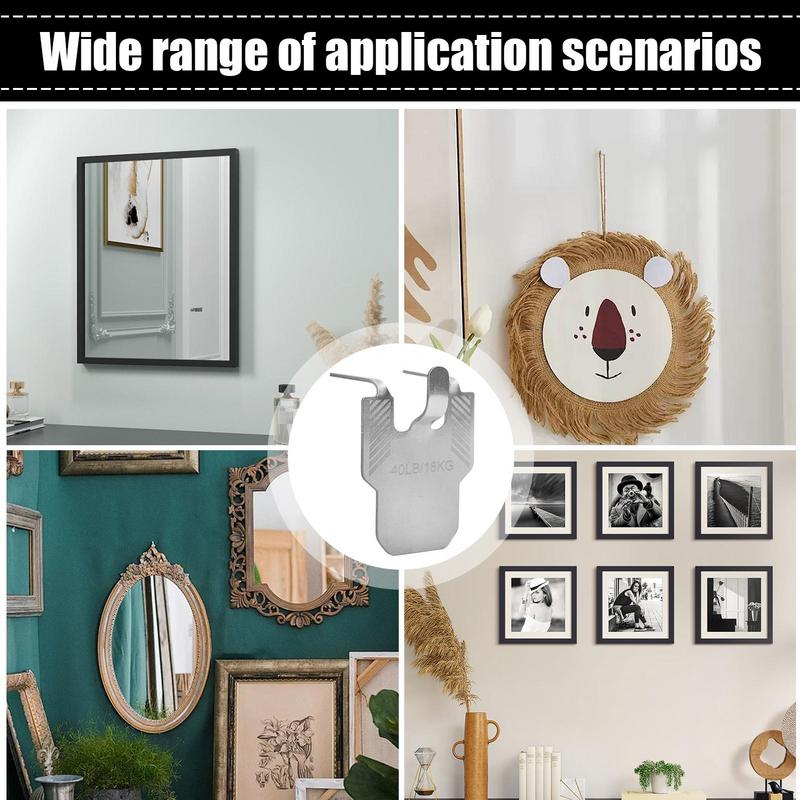 Picture Frame Hooks Quick-Install Picture Frame Hangers Set Of 5 Metal Brackets For Charts Banners Mirrors Posters Artworks