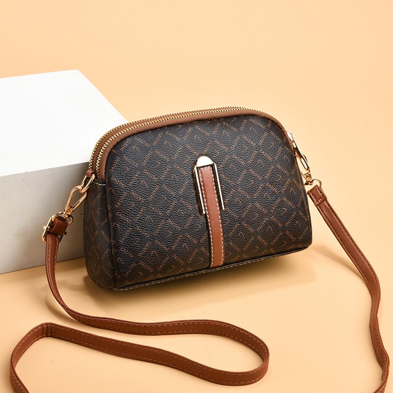 

2024 Versatile Crossbody Double Zipper Handbag for Middle-Aged Women - Ideal for Shopping, Coins & More