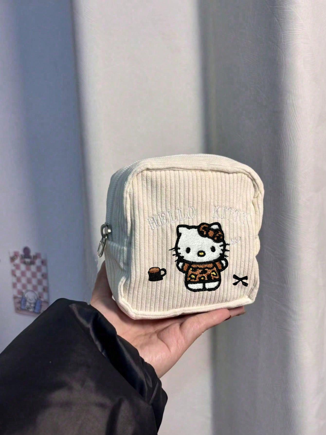 

Sanrio Hello Kitty Pattern Makeup Bag, Chestnut Embroidery, Fashionable Multi Functional Storage Bag,must-have for Travel S белый
