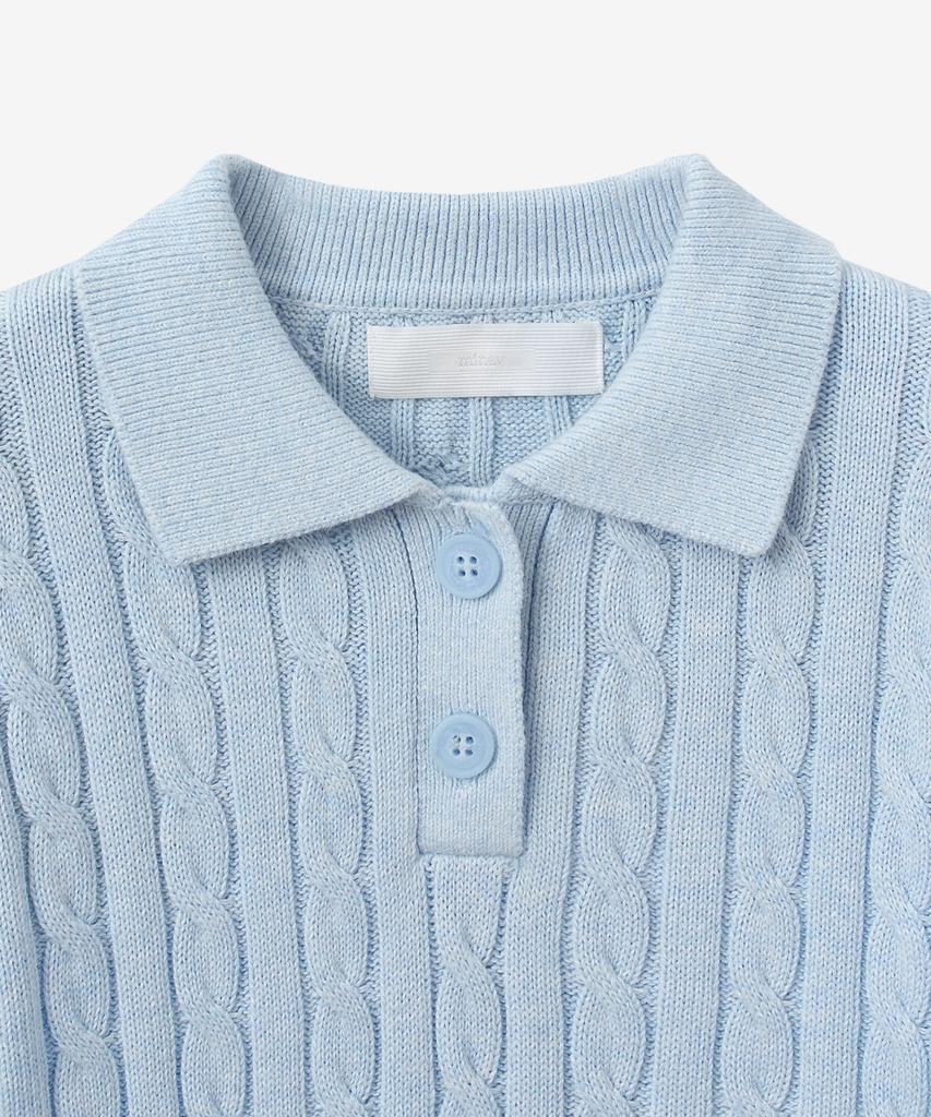 MINAV Soft Cotton Cable Collar Knit [Pastel Blue]