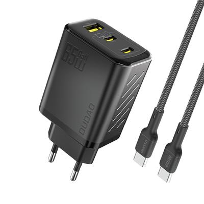 Ładowarka Sieciowa GaN Z Kablem USB-C 1m 65W - Czarna
