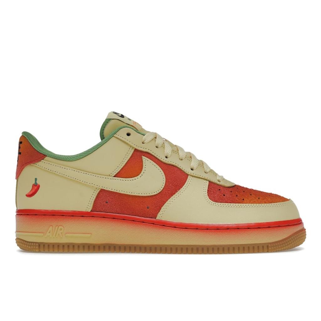Nike Air Force 1 07 Chili Pepper Unisex Sneakers Tan Lemon-Wash University-Red DZ4493-700
