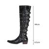Fashion Fashion Rivet Metal Buckle Decoration Women Knee-High Knight Boots Autumn Winter Punk Gothic Leather Motorcycle Boots Shoes