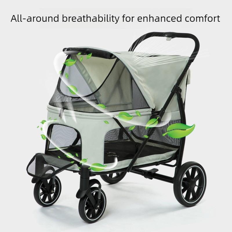 40KG Large Pet Strollers Cats Dogs Wheel Folding Dogcart Luxury Outdoor Transport Dog Strollers Pet Carrier Trolley Supplies