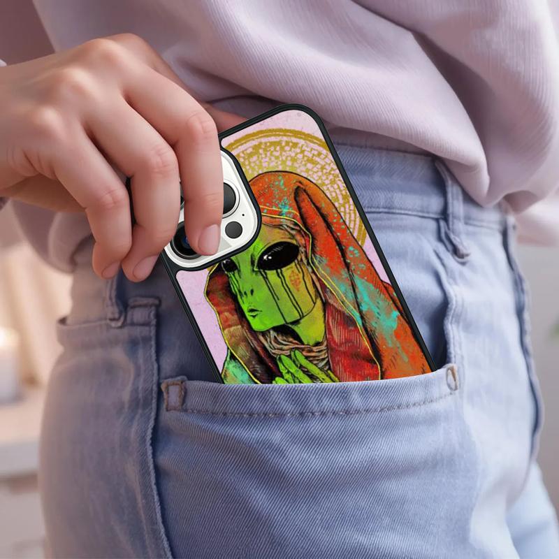 Aesthetics Cartoon alien Phone Case For iPhone 17 Air 15 16e 14 13 Pro Max Coque 12 11 Pro Max PLUS cover